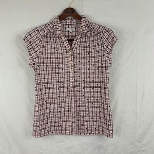 Charter Club Womens Shortsleeve Pink Button Up Womens Shirt M